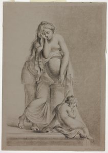 Weinende allegorische Frauenfigur mit Putto von Richard Earlom