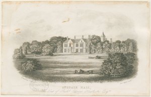 Apedale Hall Haus und Park: Stahlgravur, spätes 18. Jh.
