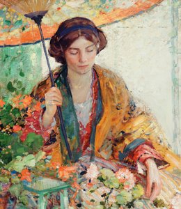 Frau mit Sonnenschirm