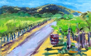 Weinberg mit Fass, Napa, 2019