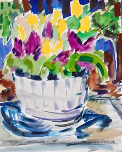 Blumen in einem Fass