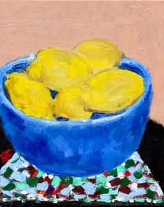 Stillleben mit Zitronen in einer blauen Schale, 2021 von Richard H. Fox