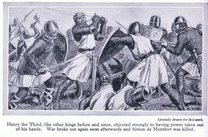 Heinrich III. widersetzte sich vehement, seine Macht aus den Händen zu geben. Es brach Krieg aus und Simon de Monford wurde getötet, ca. 1950