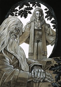 Merlin und Vivian, die Fee Dame vom See von Richard Hook