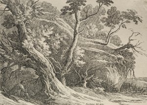 Beispiele der Polyautographie: Mann unter einer Eiche sitzend, 1802