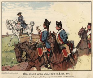 Friedrich der Große von Preußen beim Marsch durch Lausitz