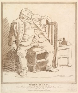 Mr. Ben: Read, Ein Mitglied des Hogarth Clubs in der Bedford Arms Tavern, gezeichnet..., 27. November 1781