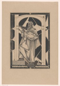 Der Baumeister (Entwurf für das Gemälde Der Baumeister) von Richard Nicolaüs Roland Holst (signed by artist)