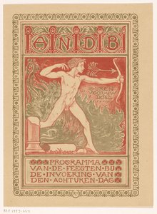 Umschlagentwurf für: Feestprogramma van de Algemene Nederlandse Diamantbewerkersbond bij de invoering van de achturendag von Richard Nicolaüs Roland Holst