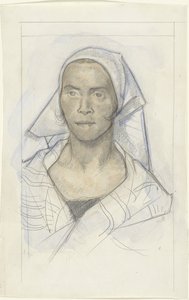 Porträt einer Frau mit Kopftuch von Richard Nicolaüs Roland Holst
