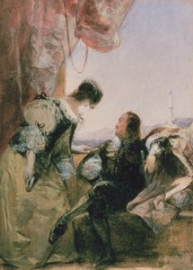 Ein Kavalier und seine Dame auf einer Terrasse, Genua von Richard Parkes Bonington