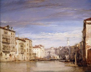 Blick auf den Canal Grande in Venedig, vom Palazzo Bernardo in Richtung Rialtobrücke von Richard Parkes Bonington
