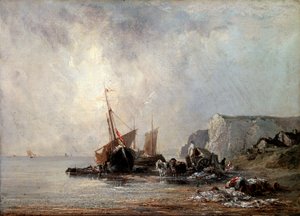 Boote an der Küste der Normandie, 1823 von Richard Parkes Bonington