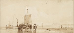 Fischerboote am Strand der Normandieküste von Richard Parkes Bonington