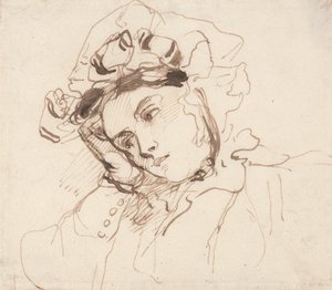 Studie einer Frau mit dem Kopf auf der Hand von Richard Parkes Bonington