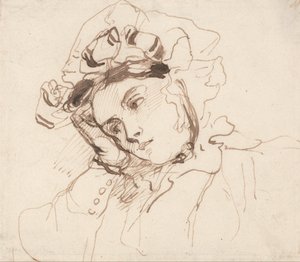 Studie einer Frau mit dem Kopf auf der Hand von Richard Parkes Bonington