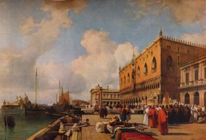 Venedig: Dogenpalast mit einer religiösen Prozession, um 1828