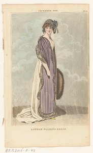 Magazin der weiblichen Mode von London und Paris, Nr. 22, Dezember 1799. London Spazierkleid von Richard Phillips