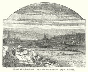 United Mines District, St Day in der mittleren Entfernung (Gravur) von Richard Principal (after) Leitch