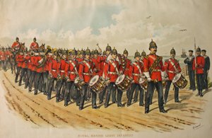 Royal Marine Leichtinfanterie-Band führt eine Marschkolonne an, 1895 von Richard Simkin