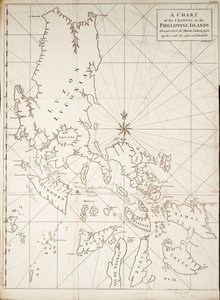 Karte des Kanals in den Philippinen, durch den die Manila Galeone fährt, zusammen mit den angrenzenden Inseln