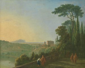 Der See Nemi und Genzano von der Terrasse des Kapuzinerklosters von Richard Wilson