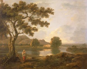 Flusslandschaft mit Bauernhaus