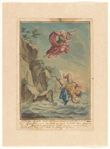Mentor wirft Telemachus von einem Felsen und springt ihm nach Telemachus-Reihe (Serientitel) von Rienk Keyert