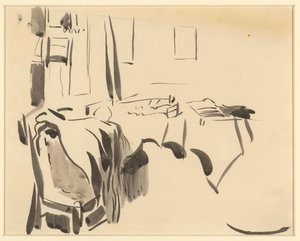 Ecke eines Zimmers mit Tisch und Stuhl von Rik Wouters