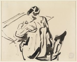 Schreibende Frau, von hinten gesehen von Rik Wouters