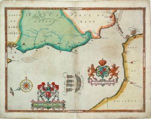 Karte der Verfolgung nach Calais, 4. - 6. August 1588