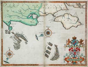 Die englischen und spanischen Flotten zwischen Portland Bill und der Isle of Wight am 2. - 3. August 1588