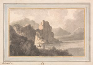 Figuren in einer felsigen romantischen Landschaft
