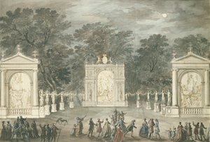 Die Illuminationen am Buckingham House zum Geburtstag von König George III., 4. Juni 1783
