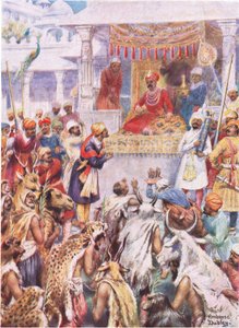 Der Khan Jahan zeigt Akbar seine fürstlichen Gefangenen