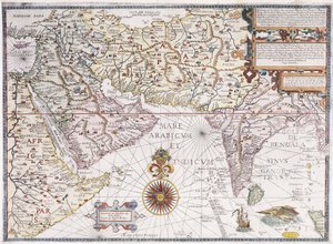 Eine Karte von Ostafrika, Arabien und Indien, 1598