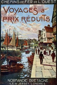Ein Hafen in der Normandie, Werbung für die Westbahnen in Frankreich von Robert Boullier