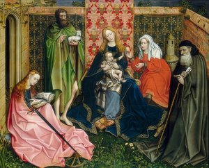 Madonna mit Kind und Heiligen in einem Hortus conclusus von Robert Campin