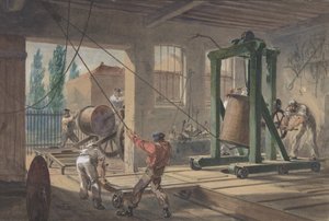 Die Rollen von Guttapercha-bedecktem Leitungsdraht in Tanks bei den Werken, 1865-66 von Robert Charles Dudley