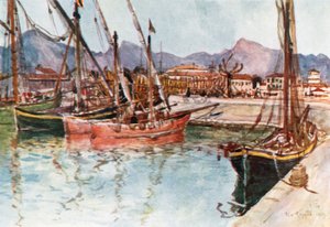 Küstenfahrzeuge im Hafen von Viareggio von Robert Charles Goff