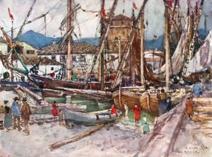Überfüllte Schiffe im Becken von Viareggio von Robert Charles Goff