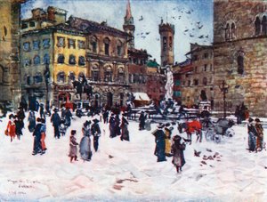 Piazza Della Signoria mit Palazzo Vecchio, den Türmen des Bargello und Badia von Robert Charles Goff