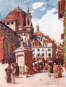 Piazza S Lorenzo mit der Statue von Giovanni delle Bande Nere von Robert Charles Goff