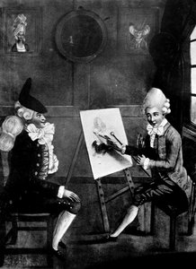 Der Macaroni-Maler oder Billy Dimple sitzt für sein Bild, 1770