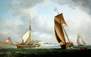 Die Yacht von Trinity House in zwei Positionen vor Dover von Robert Dodd