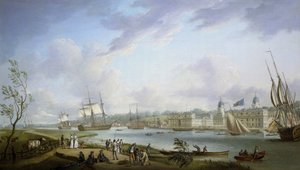 Ansicht von Greenwich, Beschreibung der Themse und der Aktivitäten an ihren Ufern sowie der Flussnavigation, abhängig von der Bedeutung der Gezeiten. Öl auf Leinwand