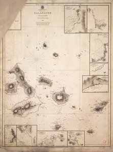 Karte der Galapagos-Inseln, vermessen während der Reise der HMS 