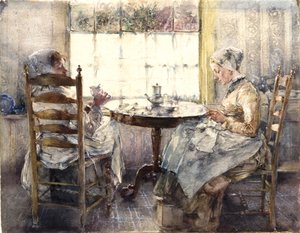 Zwei niederländische Mädchen beim Kaffeetrinken von Robert Frederick Blum