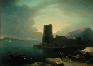 Das Vorgebirge von Posilipio in der Bucht von Neapel mit dem Vesuv im Hintergrund von Robert Freebairn