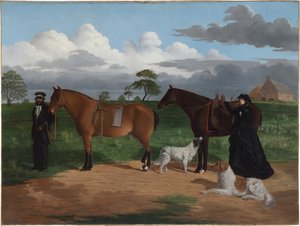 Mrs. Adolphus Sceales mit Black Jimmie auf Merrang Station, 1856